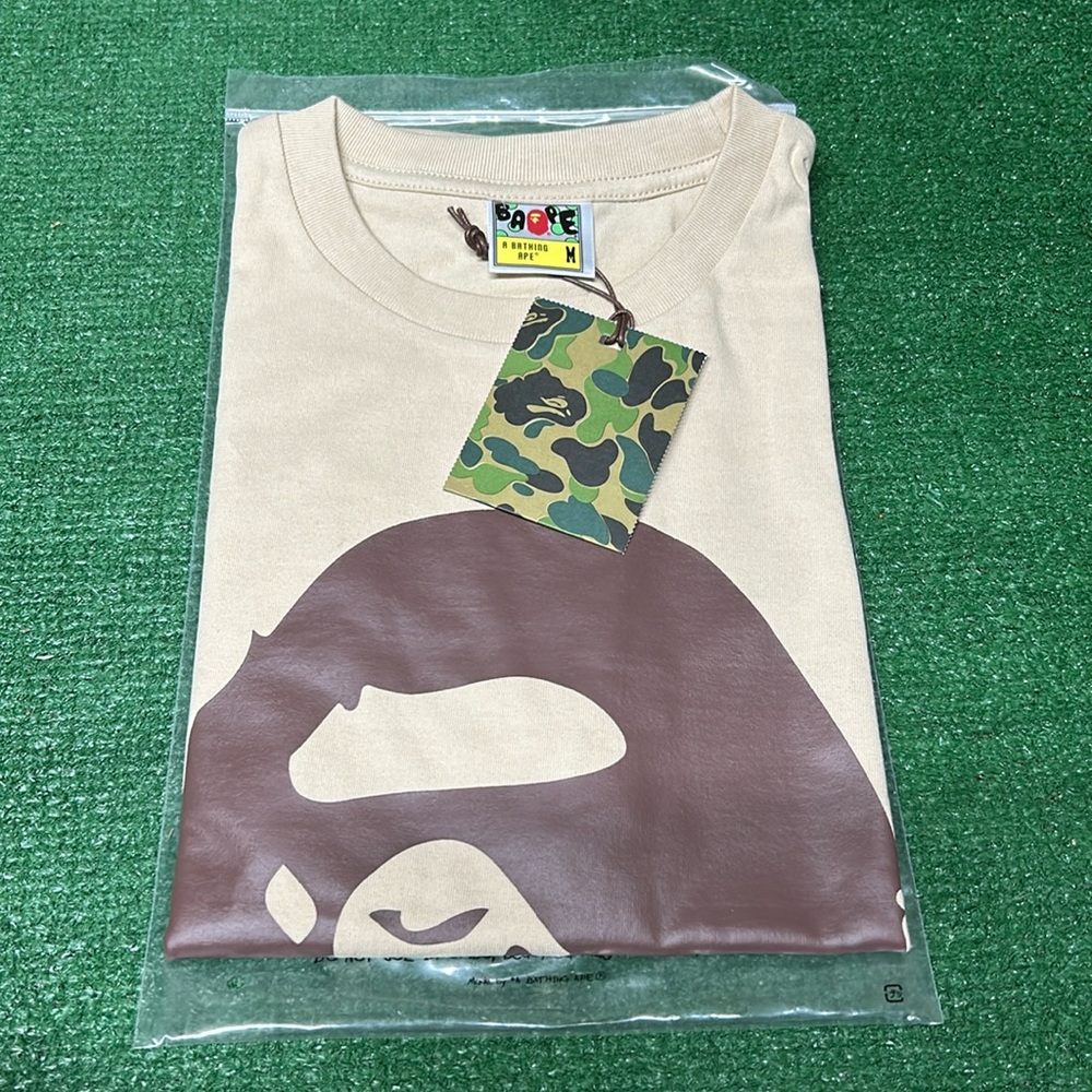 Bape tan big head ape tee size M